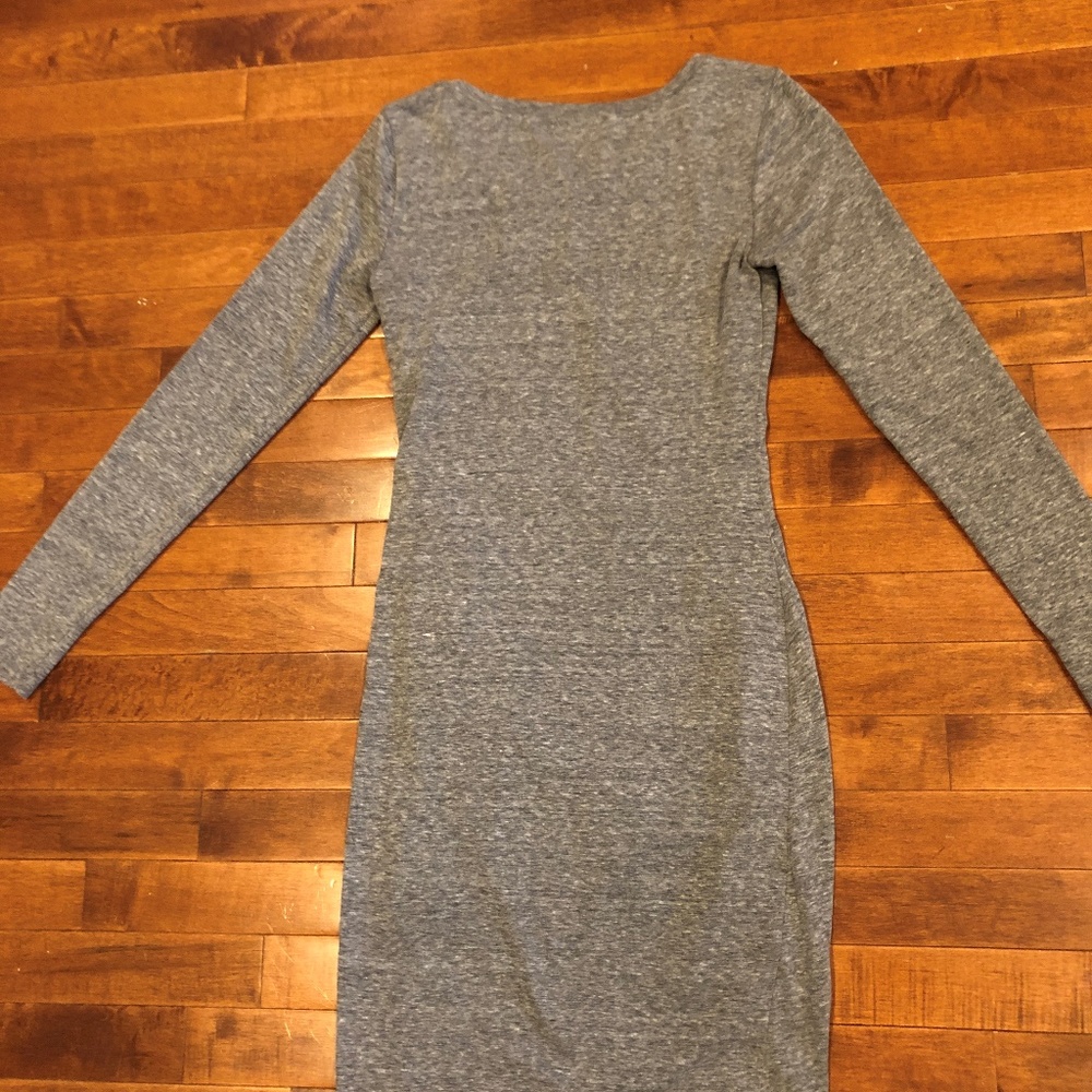 Grey Ruched Long Sleeve Dress